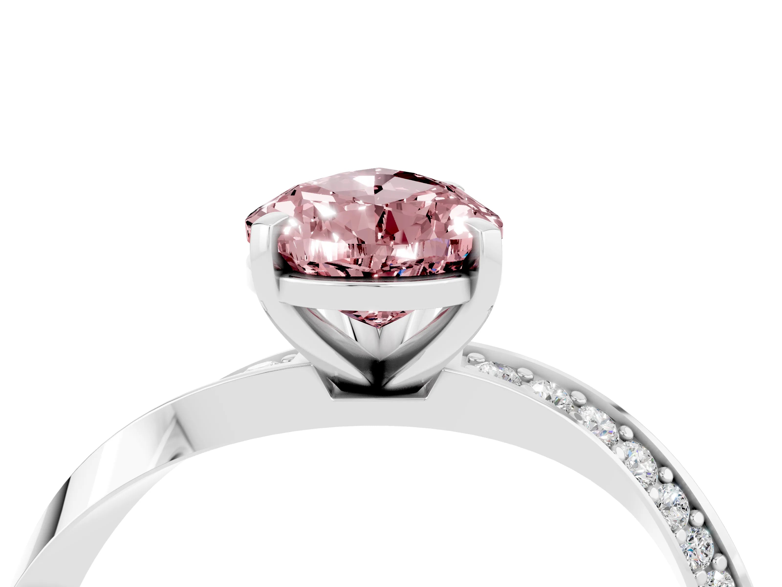 White gold Pear Cut Morganite Engagement Ring with Side Stone Accents and Four-Prong Setting_31
