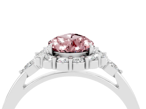 White gold Pear Cut Morganite Halo Ring with Pear Side Stones and Prong Setting_52