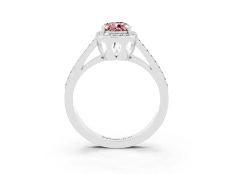 White gold Pear Cut Morganite Halo Ring with Split Shank U-Prong Band and Four-Prong Setting_3