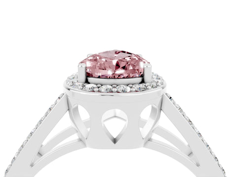 White gold Pear Cut Morganite Halo Ring with Split Shank U-Prong Band and Four-Prong Setting_4