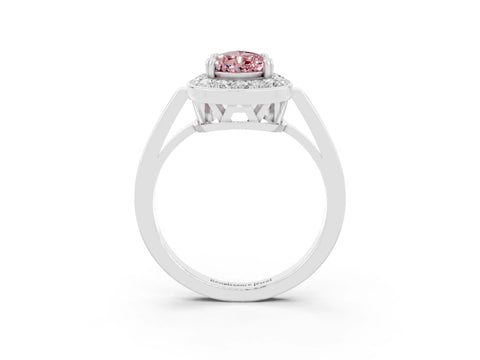 White gold Pear Cut Morganite Halo Ring with Split Shank and Four-Prong Setting_3