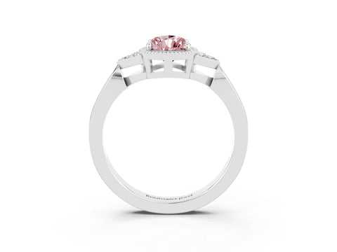 White gold Pear Cut Morganite Halo Ring with Tapered Band and Four-Prong Setting_3