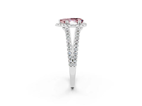 White gold Pear Cut Morganite Halo Split Shank Engagement Ring_14