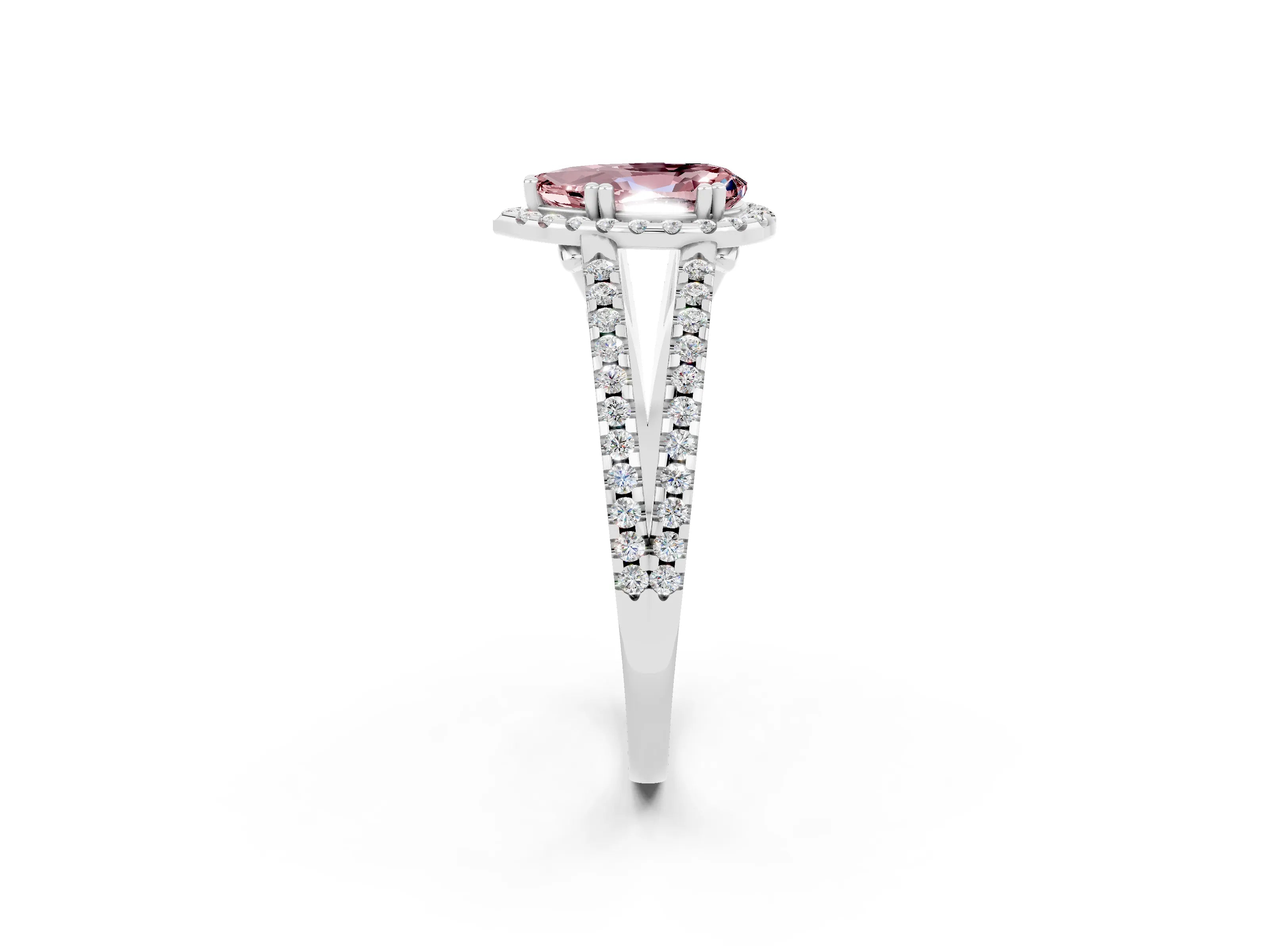 White gold Pear Cut Morganite Halo Split Shank Engagement Ring_14