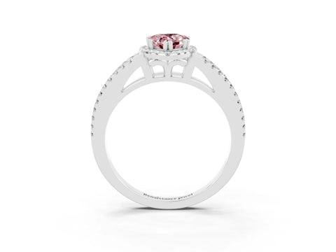 White gold Pear Cut Morganite Halo Split Shank Engagement Ring_15