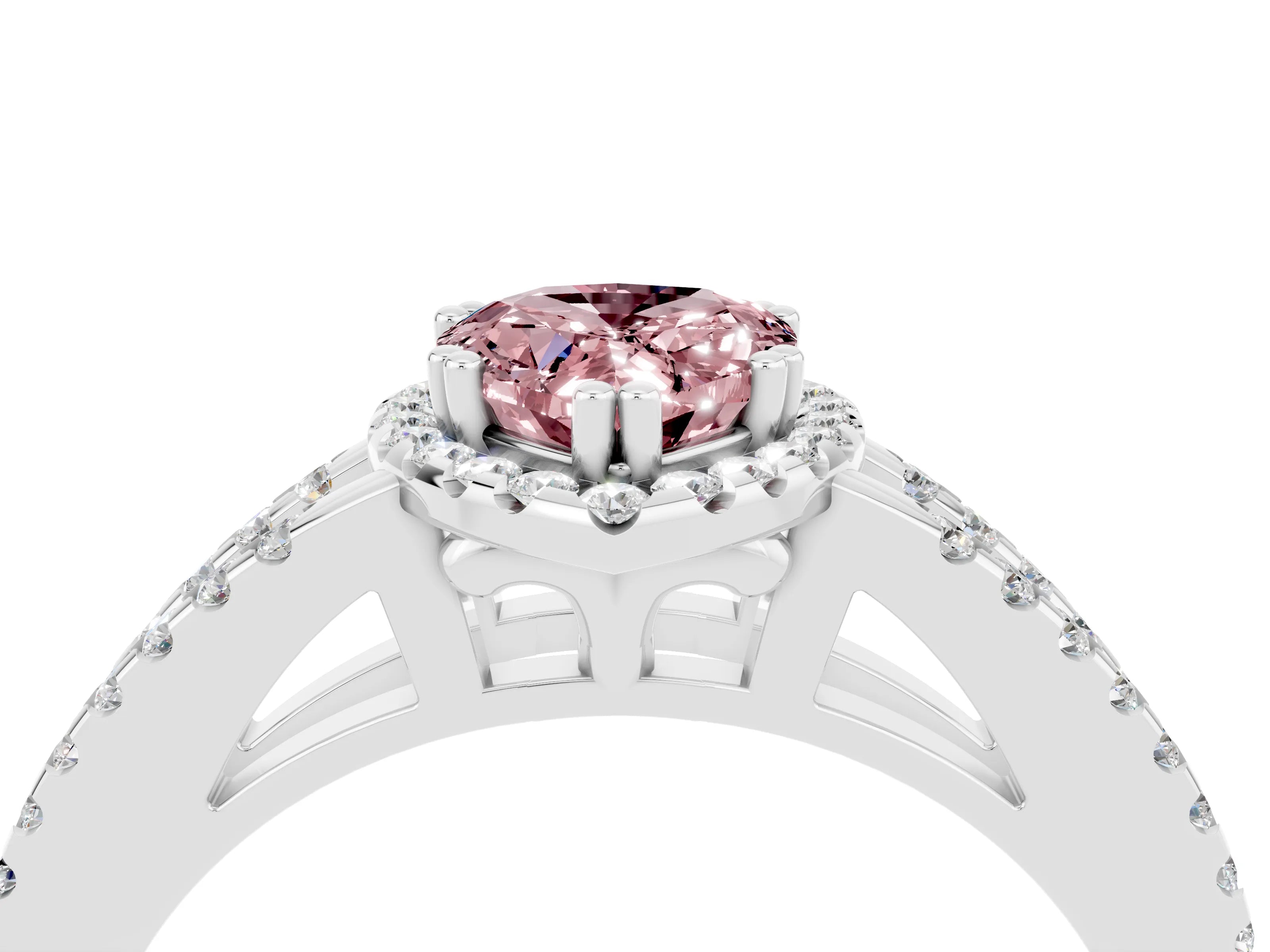 White gold Pear Cut Morganite Halo Split Shank Engagement Ring_16