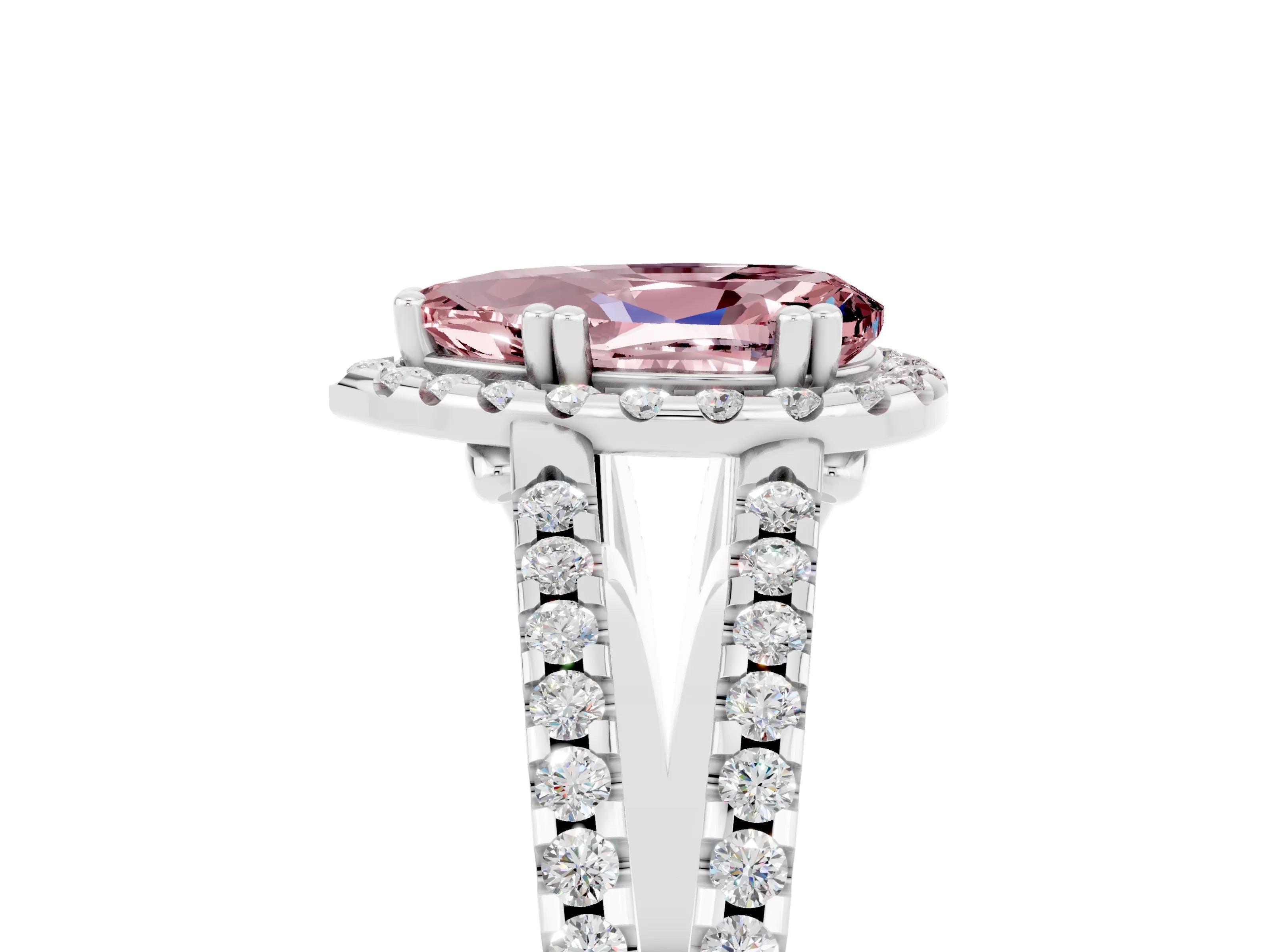 White gold Pear Cut Morganite Halo Split Shank Engagement Ring_17