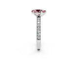 White gold Pear Cut Morganite Milgrain Pavé Engagement Ring with Four-Prong Setting_2