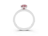 White gold Pear Cut Morganite Milgrain Pavé Engagement Ring with Four-Prong Setting_3