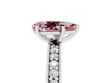 White gold Pear Cut Morganite Milgrain Pavé Engagement Ring with Four-Prong Setting_5