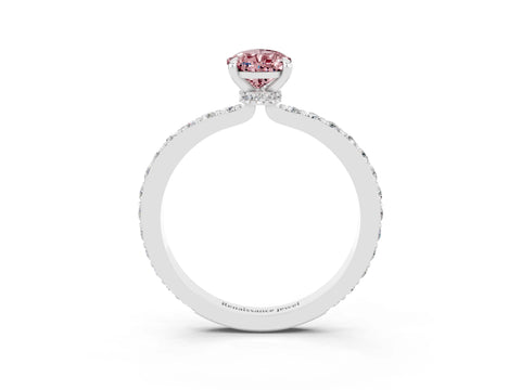 White gold Pear Cut Morganite Pavé Engagement Ring with Round  Accents and Prong Setting_27