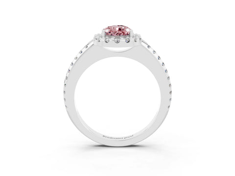 White gold Pear Cut Morganite Pavé Halo Ring with Four-Prong Setting_15