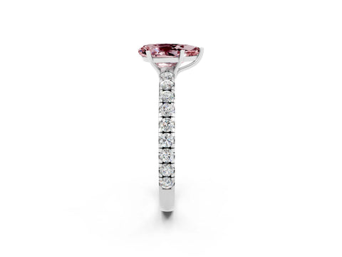 White gold Pear Cut Morganite Pavé Solitaire Engagement Ring with Four-Prong Setting_14