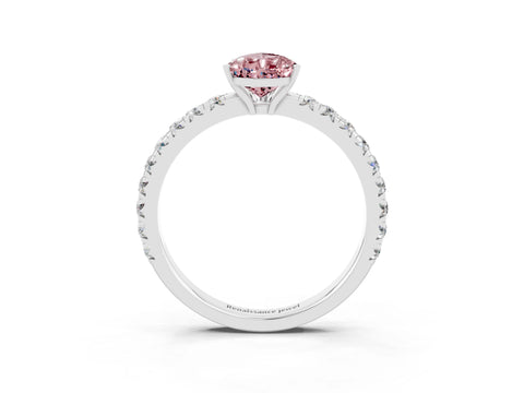 White gold Pear Cut Morganite Pavé Solitaire Engagement Ring with Four-Prong Setting_15