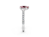 White gold Pear Cut Morganite Pave Band Solitaire Ring with Four-Prong Setting_26