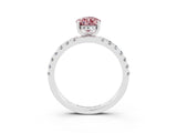 White gold Pear Cut Morganite Pave Band Solitaire Ring with Four-Prong Setting_27