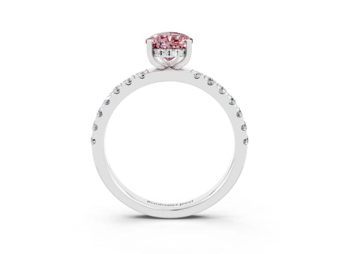 White gold Pear Cut Morganite Pave Band Solitaire Ring with Four-Prong Setting_27