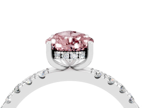 White gold Pear Cut Morganite Pave Band Solitaire Ring with Four-Prong Setting_28