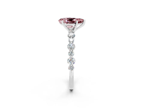 White gold Pear Cut Morganite Prong Set Engagement Ring with Pavé Band_2
