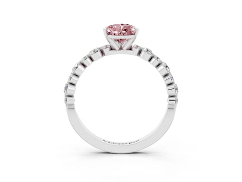 White gold Pear Cut Morganite Prong Set Engagement Ring with Pavé Band_3