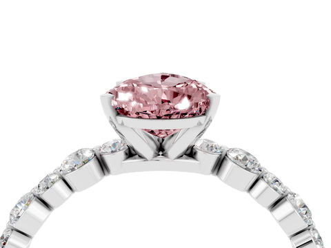 White gold Pear Cut Morganite Prong Set Engagement Ring with Pavé Band_4