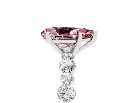 White gold Pear Cut Morganite Prong Set Engagement Ring with Pavé Band_5