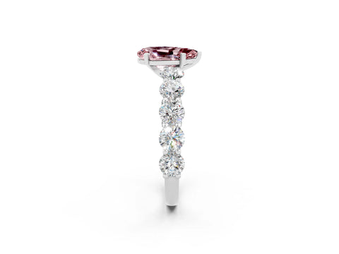 White gold Pear Cut Morganite Prong Setting with Side Stones on a Pave Band_2