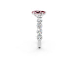 White gold Pear Cut Morganite Prong Setting with Side Stones on a Pave Band_2