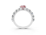 White gold Pear Cut Morganite Prong Setting with Side Stones on a Pave Band_3