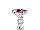 White gold Pear Cut Morganite Prong Setting with Side Stones on a Pave Band_5