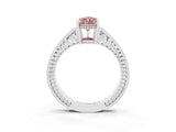 White gold Pear Cut Morganite Ring with Milgrain Pavé Band and Four-Prong Setting_15