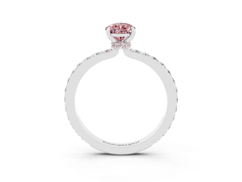 White gold Pear Cut Morganite Ring with Pavé Band and Four-Prong Setting_3