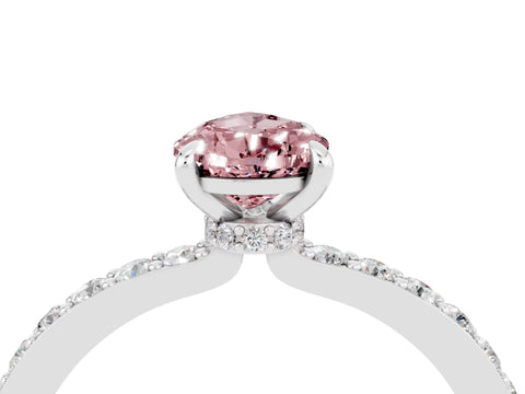 White gold Pear Cut Morganite Ring with Pavé Band and Four-Prong Setting_4