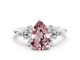 White gold Pear Cut Morganite Ring with Side Stones and Four-Prong Setting_36