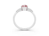 White gold Pear Cut Morganite Ring with Side Stones and Four-Prong Setting_39