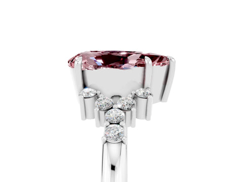 White gold Pear Cut Morganite Ring with Side Stones and Four-Prong Setting_41