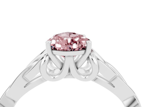 White gold Pear Cut Morganite Solitaire Celtic Knot Ring with Four-Prong Setting_16