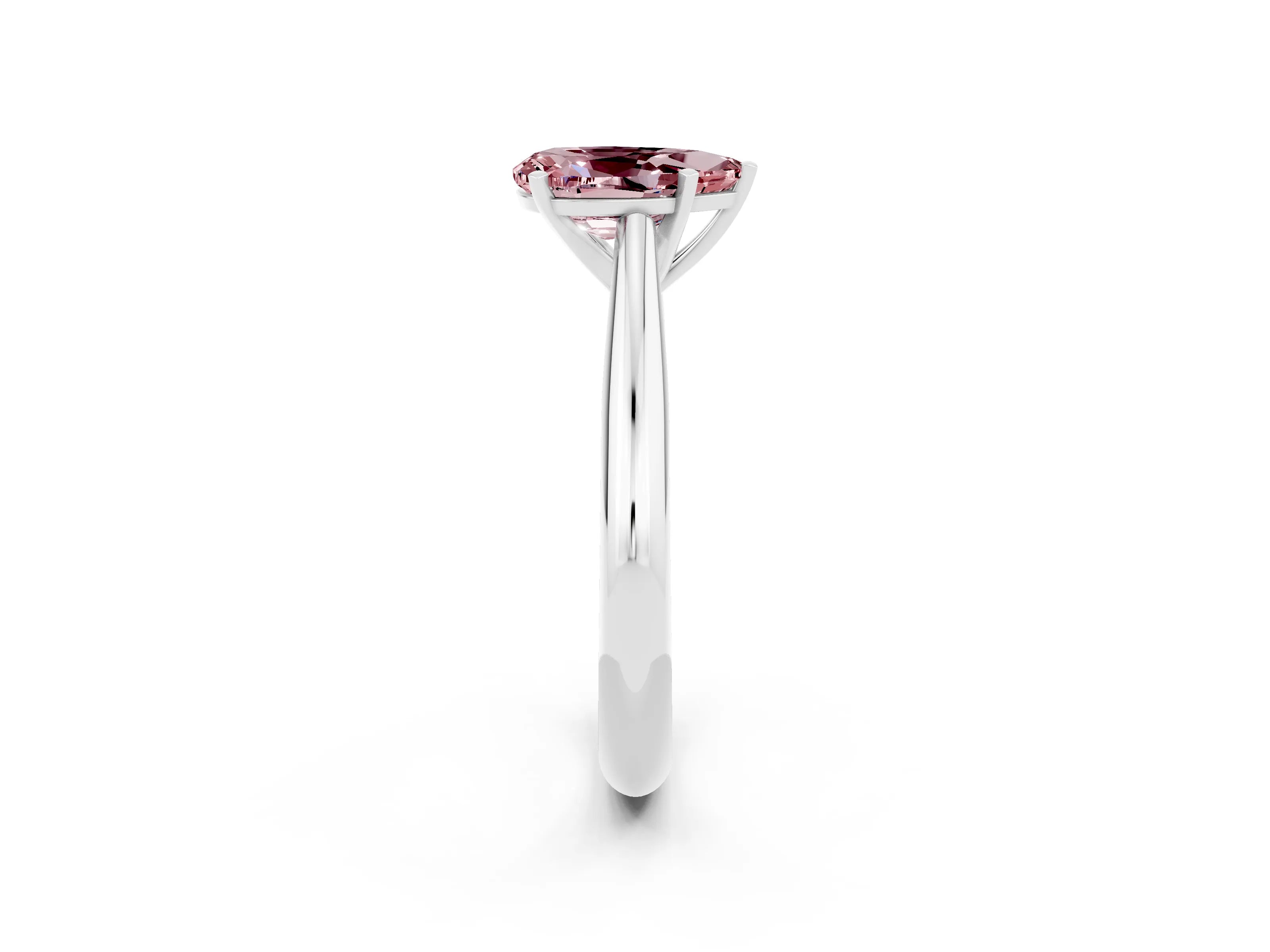 White gold Pear Cut Morganite Solitaire Engagement Ring with Cathedral Setting and Four-Prong Mount_14