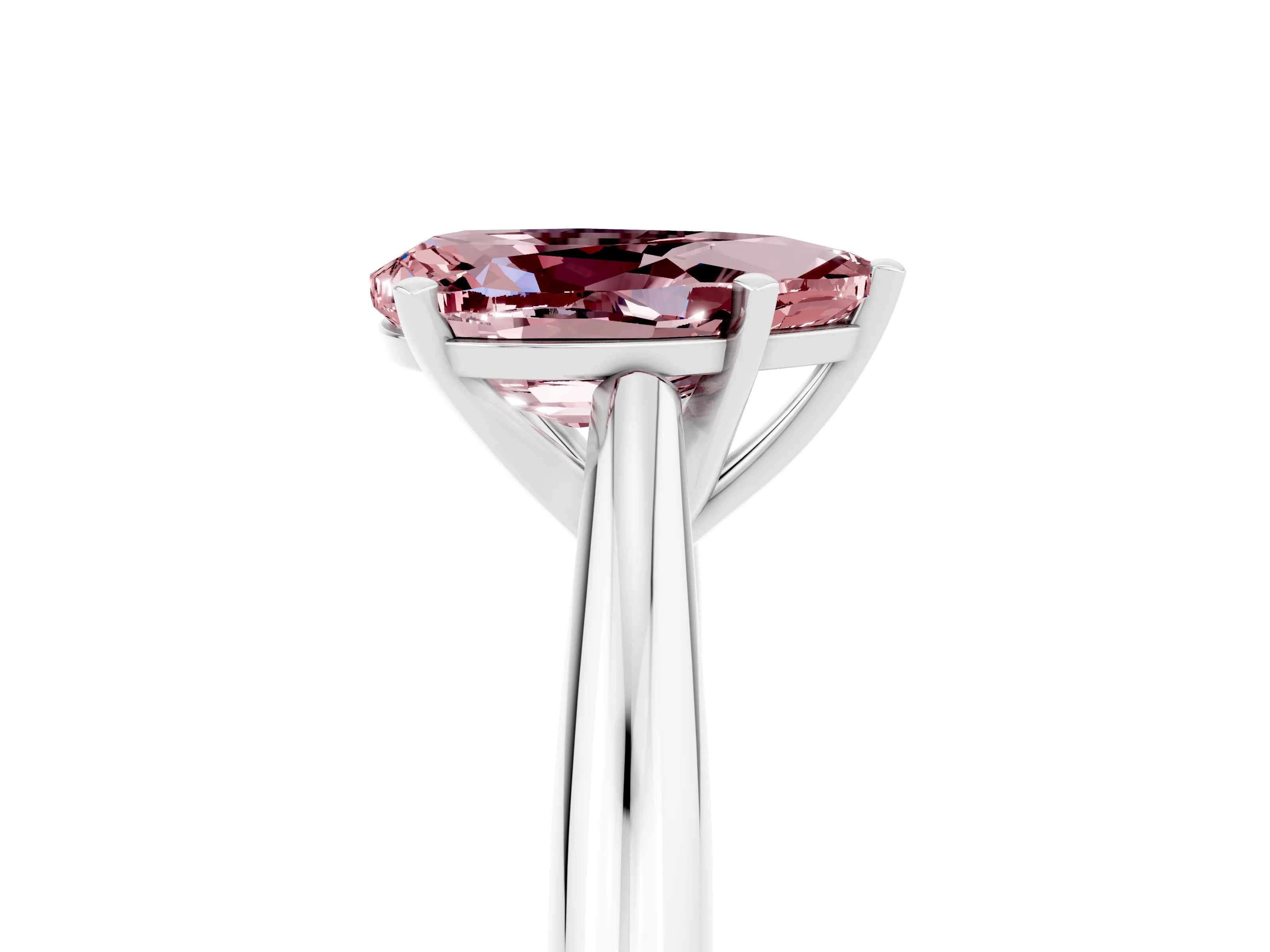 White gold Pear Cut Morganite Solitaire Engagement Ring with Cathedral Setting and Four-Prong Mount_17