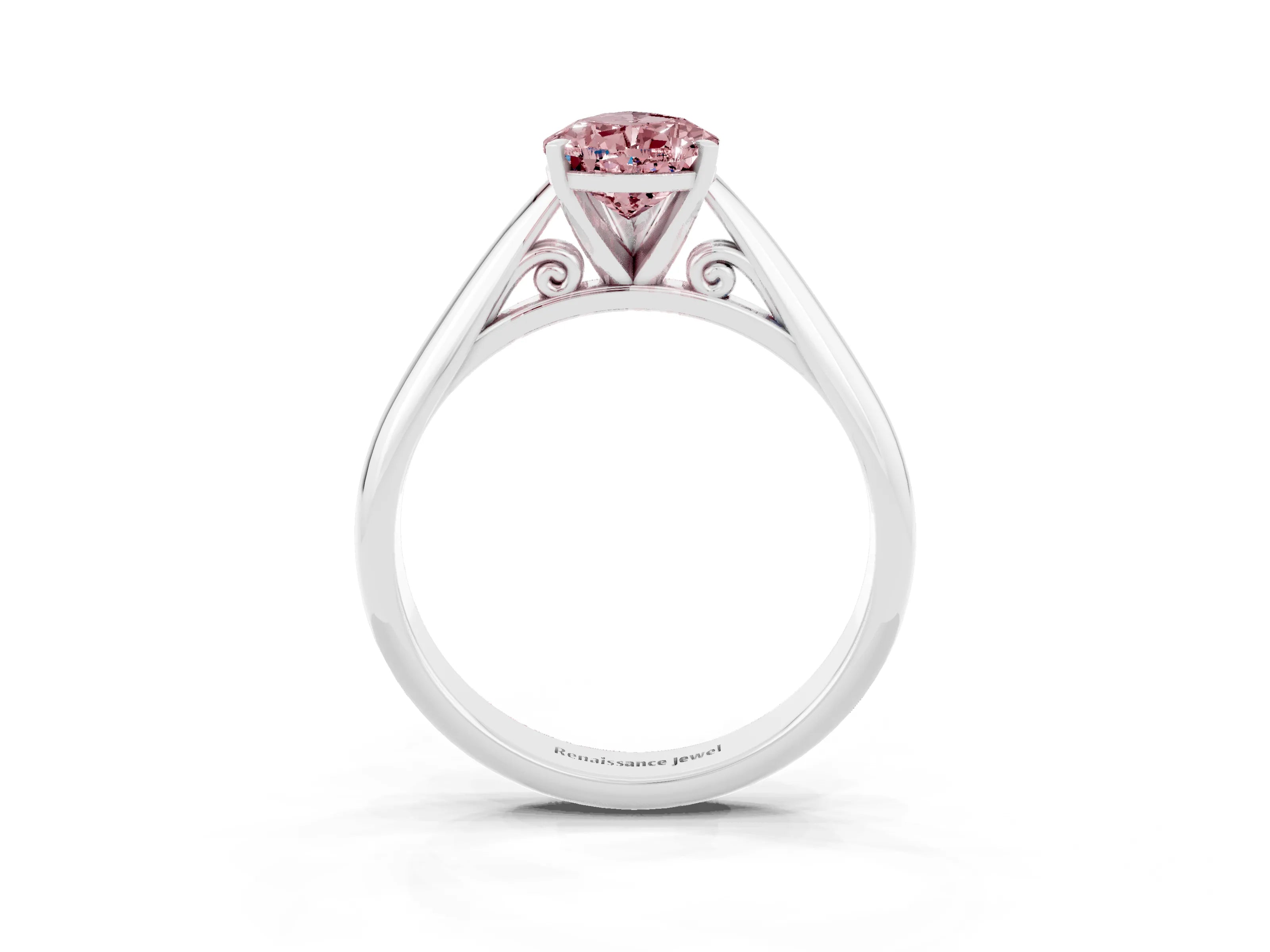 White gold Pear Cut Morganite Solitaire Engagement Ring with Cathedral Setting and Four-Prong Mount_27