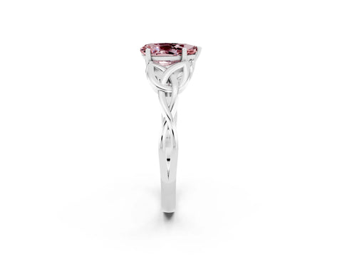 White gold Pear Cut Morganite Solitaire Engagement Ring with Celtic Knot Band and Four-Prong Setting_2