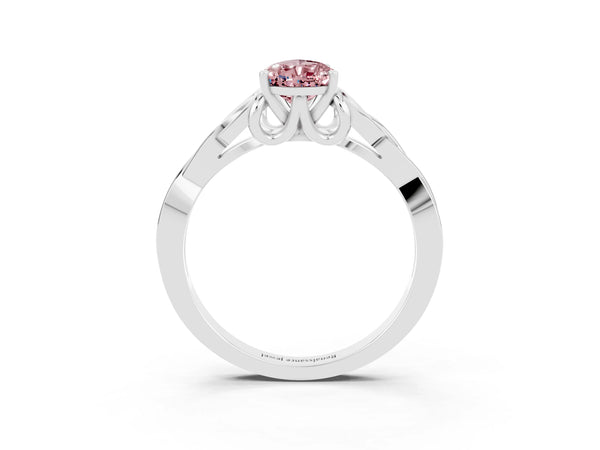 White gold Pear Cut Morganite Solitaire Engagement Ring with Celtic Knot Band and Four-Prong Setting