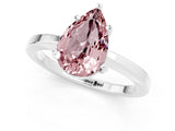 White gold Pear Cut Morganite Solitaire Engagement Ring with Classic Band and Four-Prong Setting_25