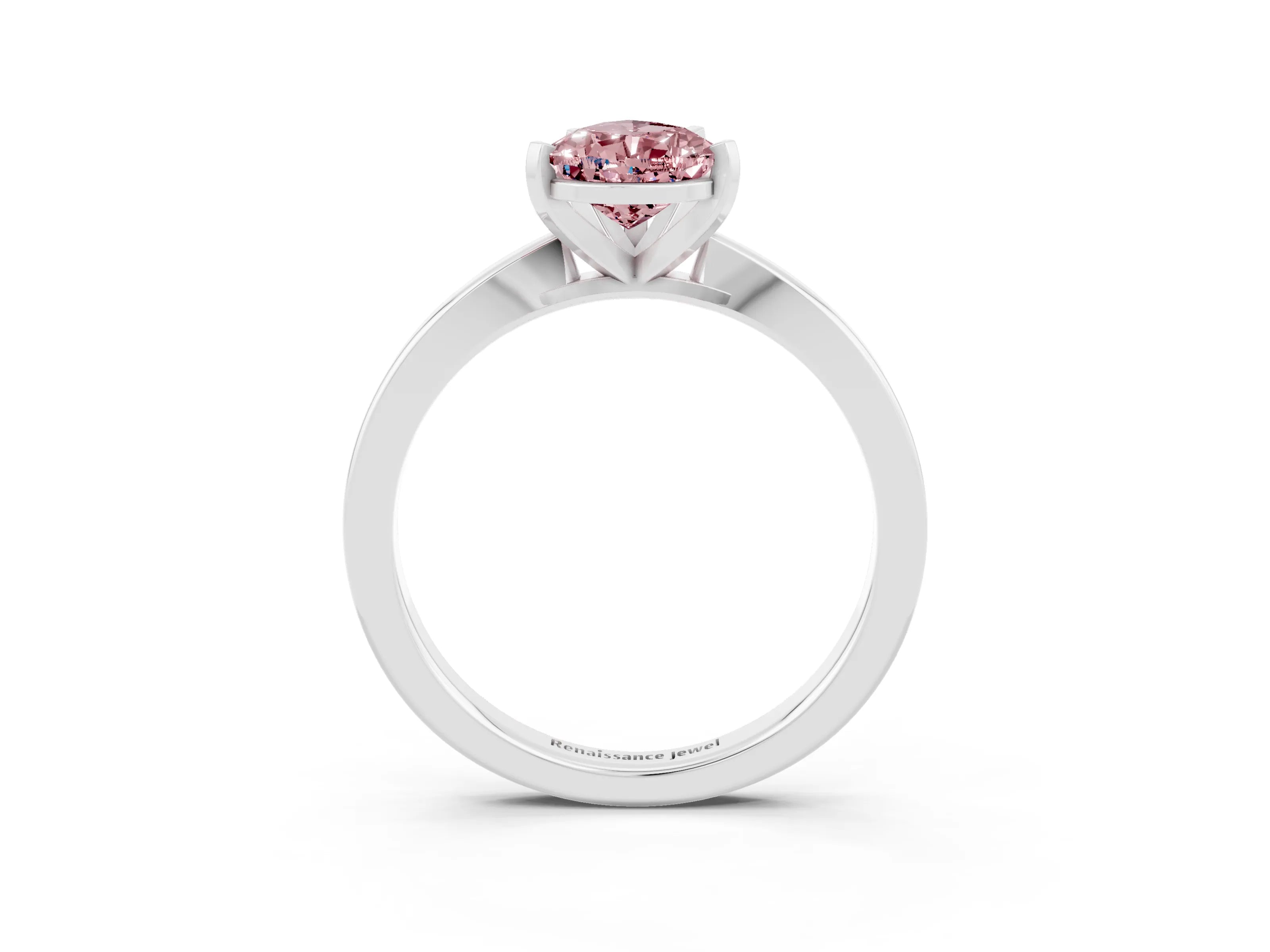 White gold Pear Cut Morganite Solitaire Engagement Ring with Classic Band and Four-Prong Setting_27