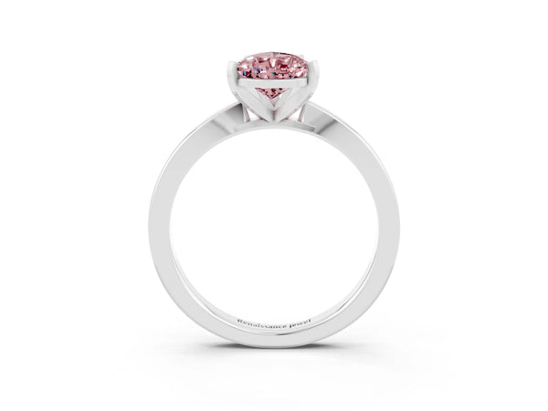 White gold Pear Cut Morganite Solitaire Engagement Ring with Classic Band and Four-Prong Setting