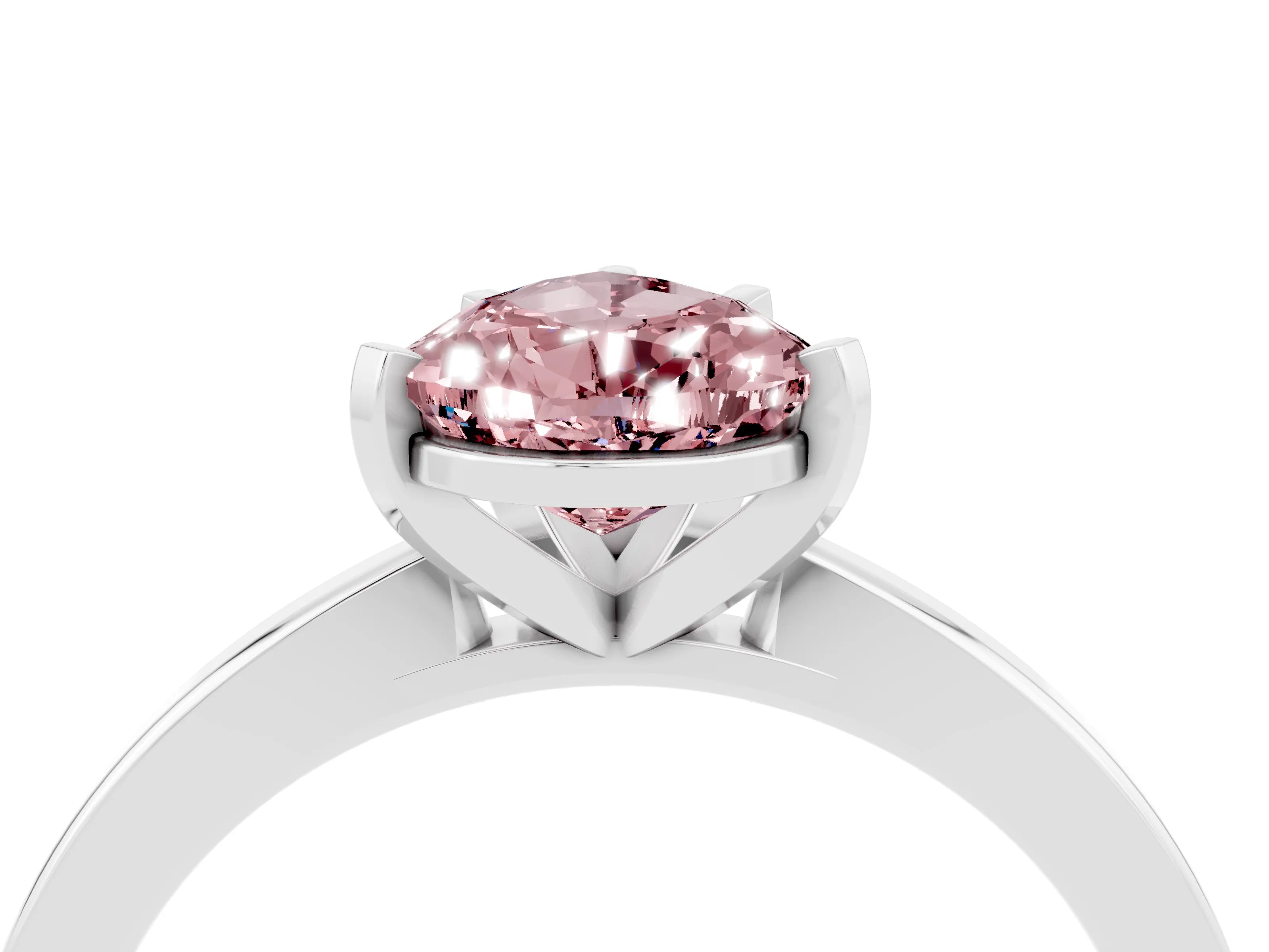 White gold Pear Cut Morganite Solitaire Engagement Ring with Classic Band and Four-Prong Setting_28
