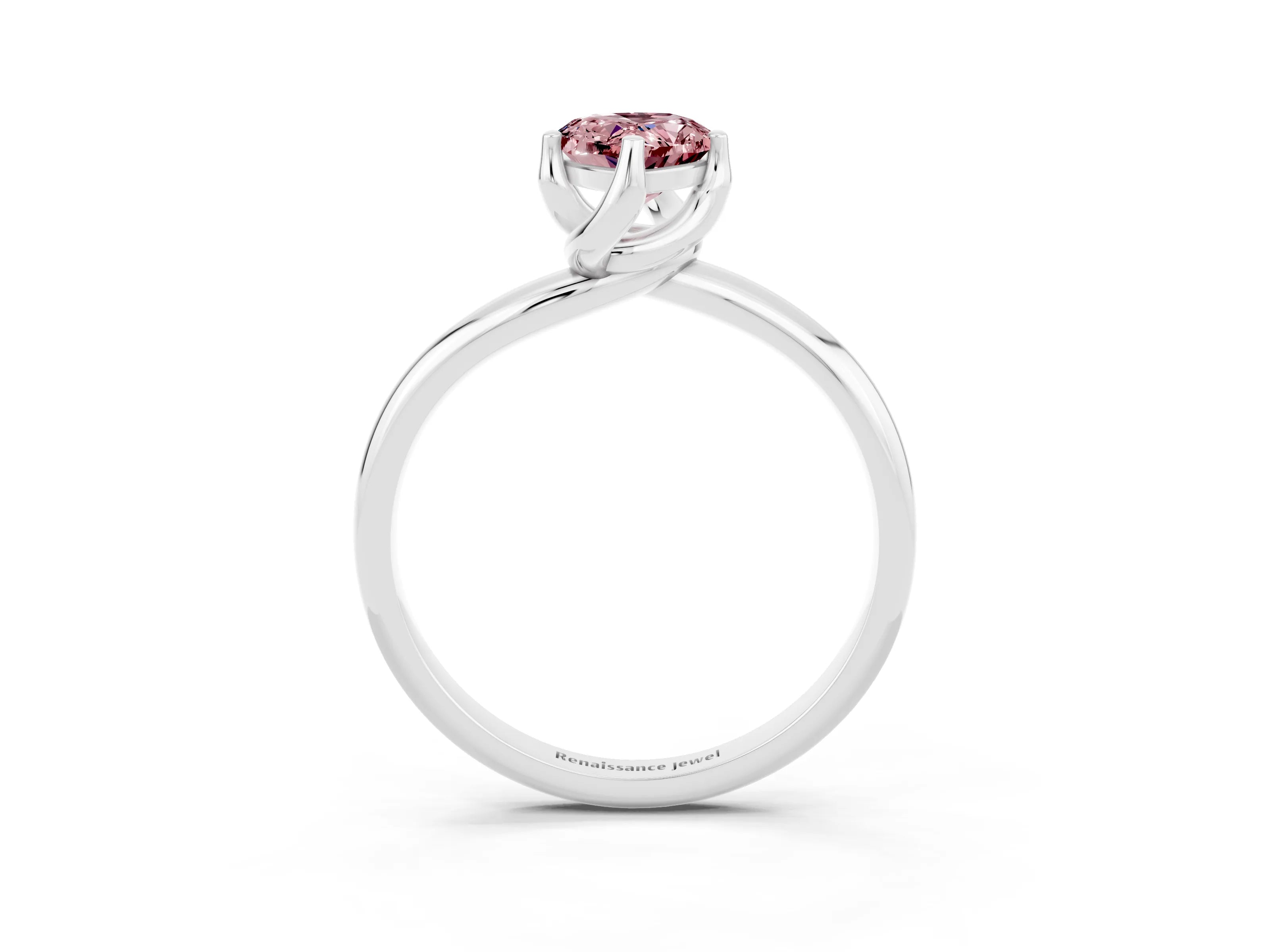 White gold Pear Cut Morganite Solitaire Engagement Ring with Four-Prong Setting and Classic Band_15