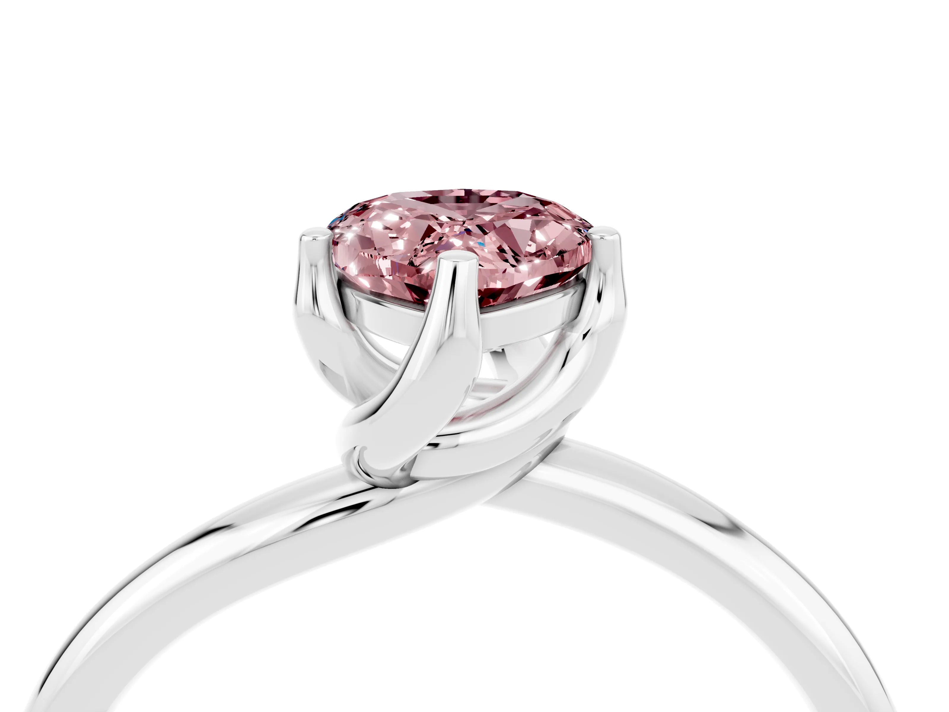 White gold Pear Cut Morganite Solitaire Engagement Ring with Four-Prong Setting and Classic Band_16