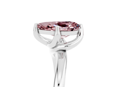 White gold Pear Cut Morganite Solitaire Engagement Ring with Four-Prong Setting and Classic Band_17
