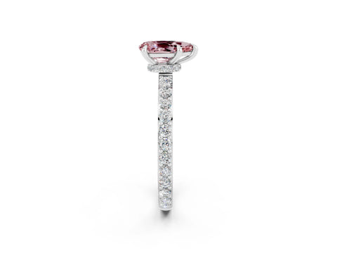 White gold Pear Cut Morganite Solitaire Engagement Ring with Pavé Band and Four-Prong Setting_2